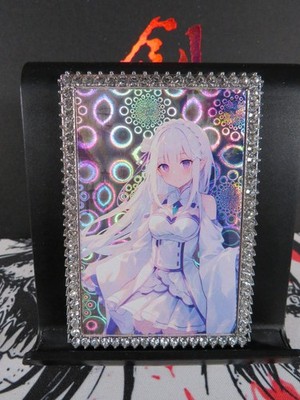 Emilia Re:Zero Diamond Card Thick Metal Silver Holo Waifu Anime Collectible