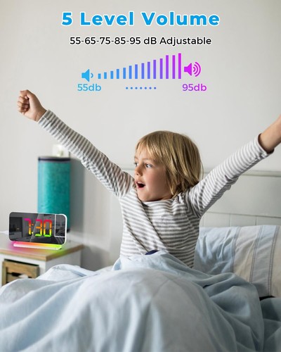 Projection Alarm Clock,7.4" LED Mirror Digital Clocks Large Display,with 180°... - Picture 8 of 9