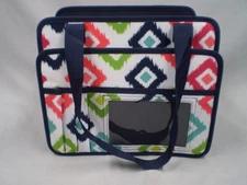 Thirty-One 31 Utility Organizing Tote Caddy Bag With Multi Pockets White / Blue