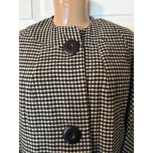 Abrigo de Coche Preppy Vintage Años 60 B&W Pata de Gallo Cuadros Tweed Mod Academia TALLA 12 - Imagen 4 de 12