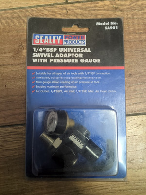 #ad Sealey 1 4quot; Swivel Connector Fitting With Pressure Gauge For Air Tools GBP 14.99