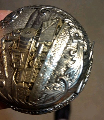 Pocket Watch Steam Train Locomotive Alloy Quartz Movement Chain Necklace Watch - Picture 4 of 4