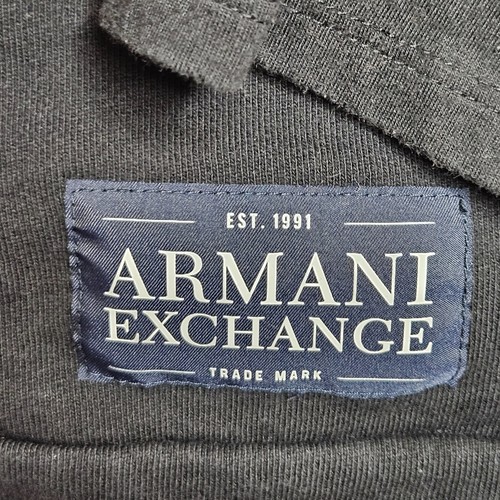 Armani Exchange Sweatshirt Mens Large Black Hoodie Drawstrings Spell Out Casual - Picture 2 of 12