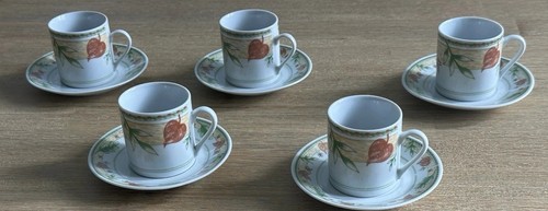 Fall Leaves Fine Porcelain Design Italy Espresso Demitasse Cup Set Of 5 - 第 2/21 張圖片