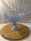 Josef Inwald Barolac Frosted Powder Blue Glass Fruit Bowl/Compote Dish 9 in.