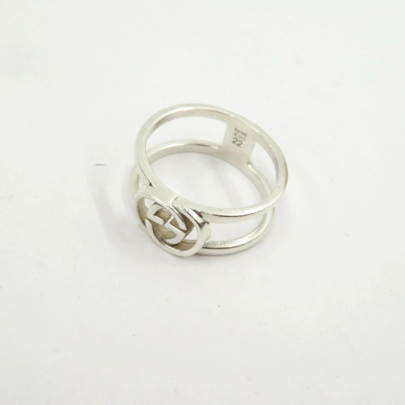 GUCCI Interlocking Wide Ring Ring Silver Size: 19… - image 1