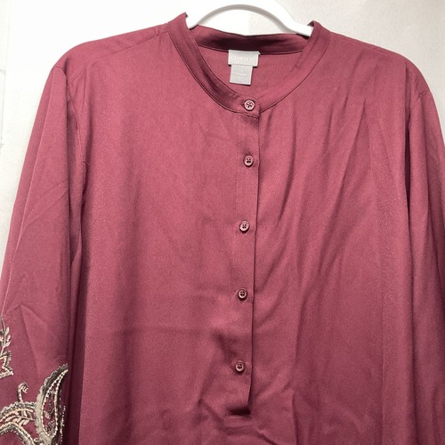 Chico’s Pullover mit verzierten Ärmeln Oberteil Farbe Deep Chianti Gr. 4 (US 20) Bohemian - Bild 7 von 12