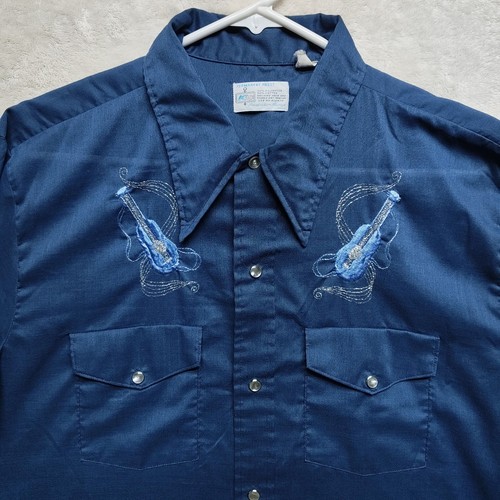 Vintage K-mart Embroidered Western Shirt Permanent Press Rockabilly Cowboy Large - Picture 2 of 14