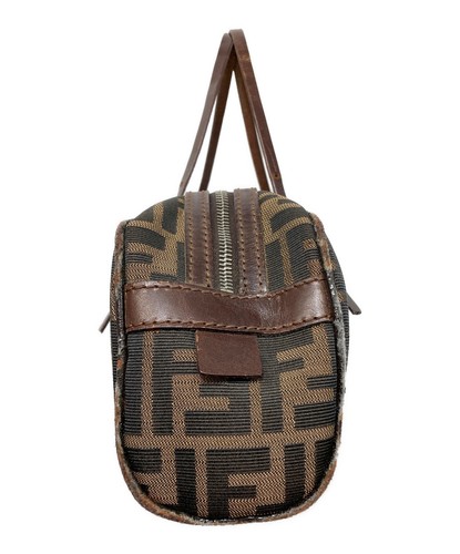 FENDI Zucca Mini Boston Bag Handbag Brown FF Monogram USED from Japan 101729 - Picture 4 of 10
