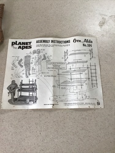 Vintage 1973 Planet of the Apes GENERAL ALDO Addar Model Kit w/Instructions HTF - Picture 3 of 5