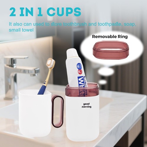 Toothbrush Travel Case,Toothbrush Holder and Rinse Cup with Handle Travel Too... - Picture 5 of 7