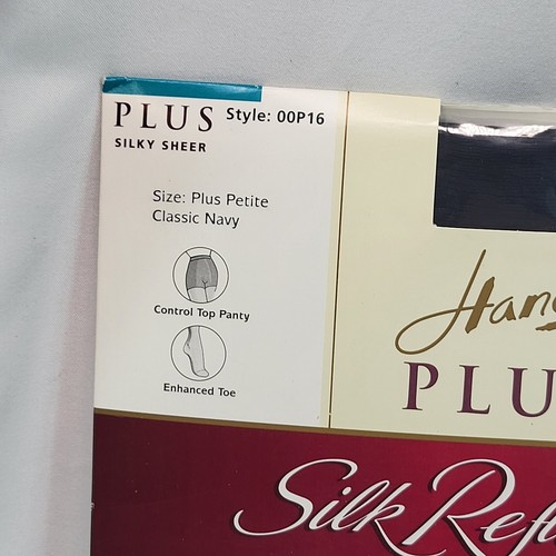 Hanes Plus Silk Reflections Navy Control Pantyhose Style 00P16 Size Plus Petite - Picture 2 of 4
