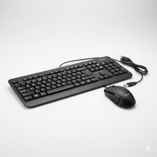 TRUST - Primo Spill Resistant Wired USB Keyboard & Mouse- Black - Picture 2 of 3