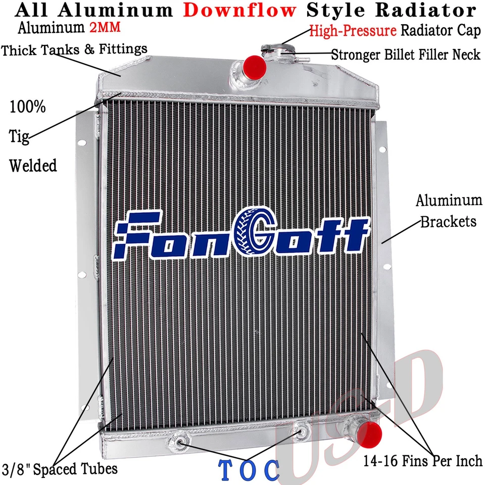 4 Row Radiator For 1947-1954 Chevy 3100 3600 3700 3800 3900 Truck 3.5L 3.8L Foto 2 de 4