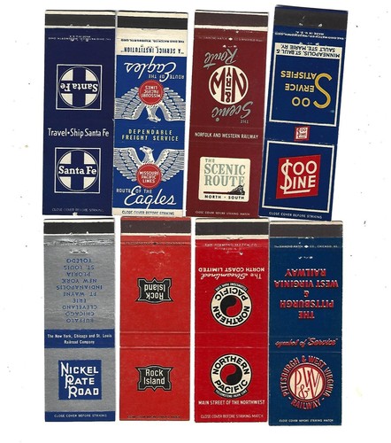 8 OLD Railway - Railroad   Matchcovers