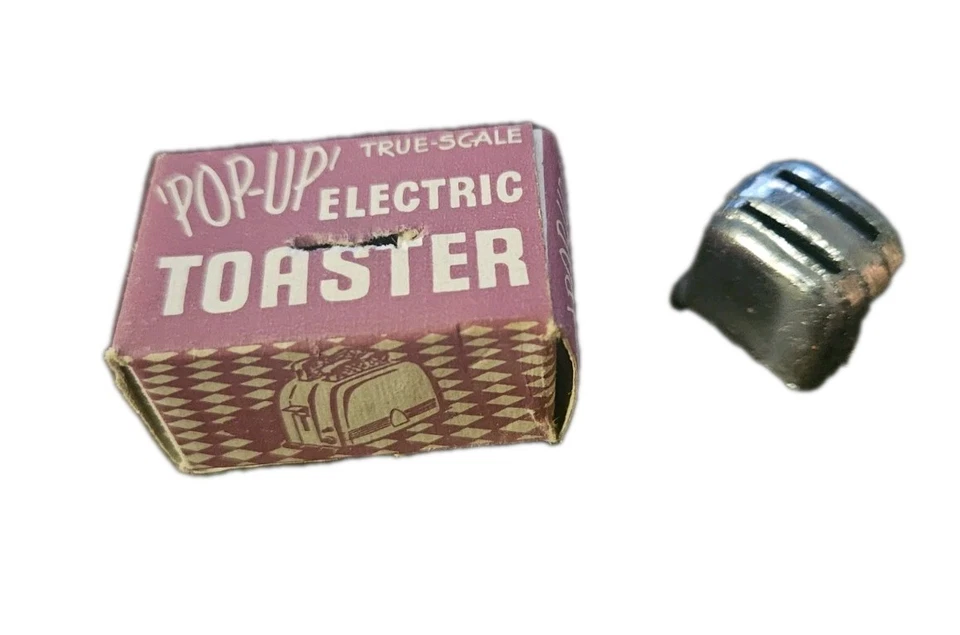 Tostadora eléctrica vintage Shackman casa de muñecas miniatura emergente escala real con caja Foto 2 de 4