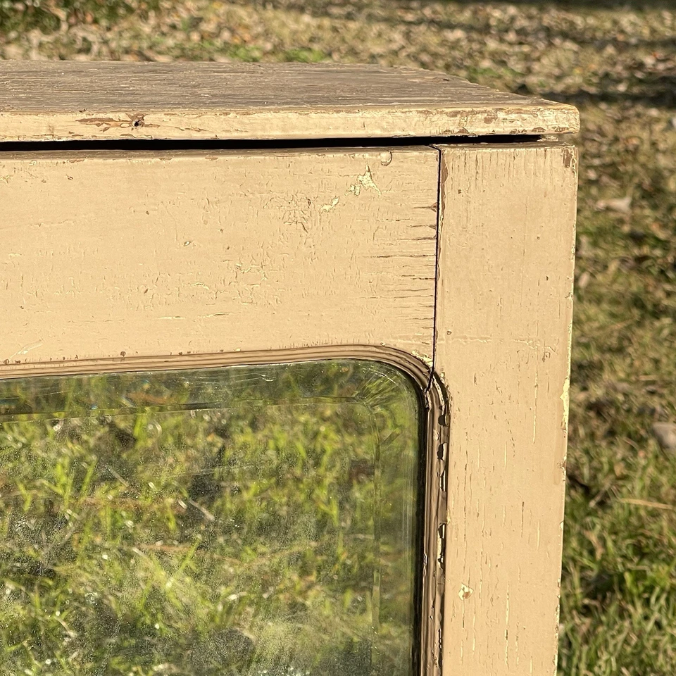 Atq Hanging Rustic Shabby Hand Made Medicine Storage Cabinet Painted Mirror - Image 3 of 4