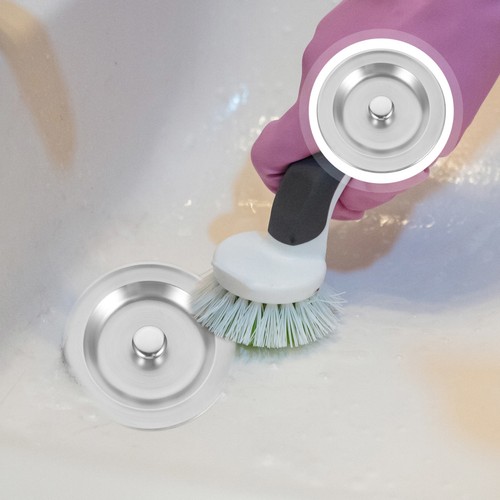 2 Stück Edelstahl Abflussstopfen Bodenablauf Abdeckung mit Silikonspüle - Bild 4 von 12