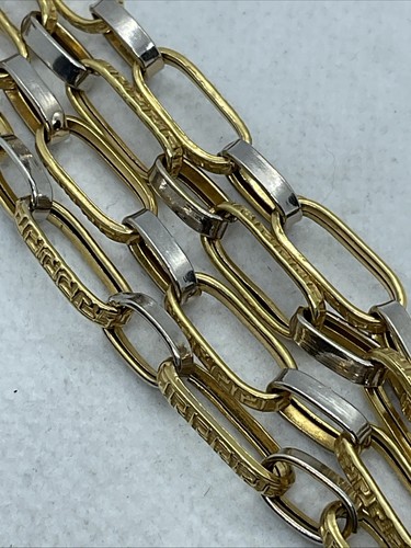 VINTAGE HANDMADE 20K Two Tone Gold Oval Link CUSTOMIZED Chain Necklace 6.8gr. - Picture 10 of 21