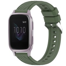 For Garmin Venu SQ 20mm Striped Textured Silicone Strap Green s