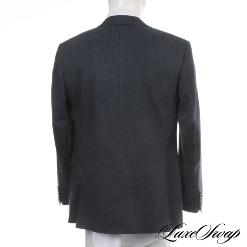 Canali Exclusive Collection 100% Cashmere Blue Flannel Suede Elbow Jacket 54 NR - Picture 3 of 9