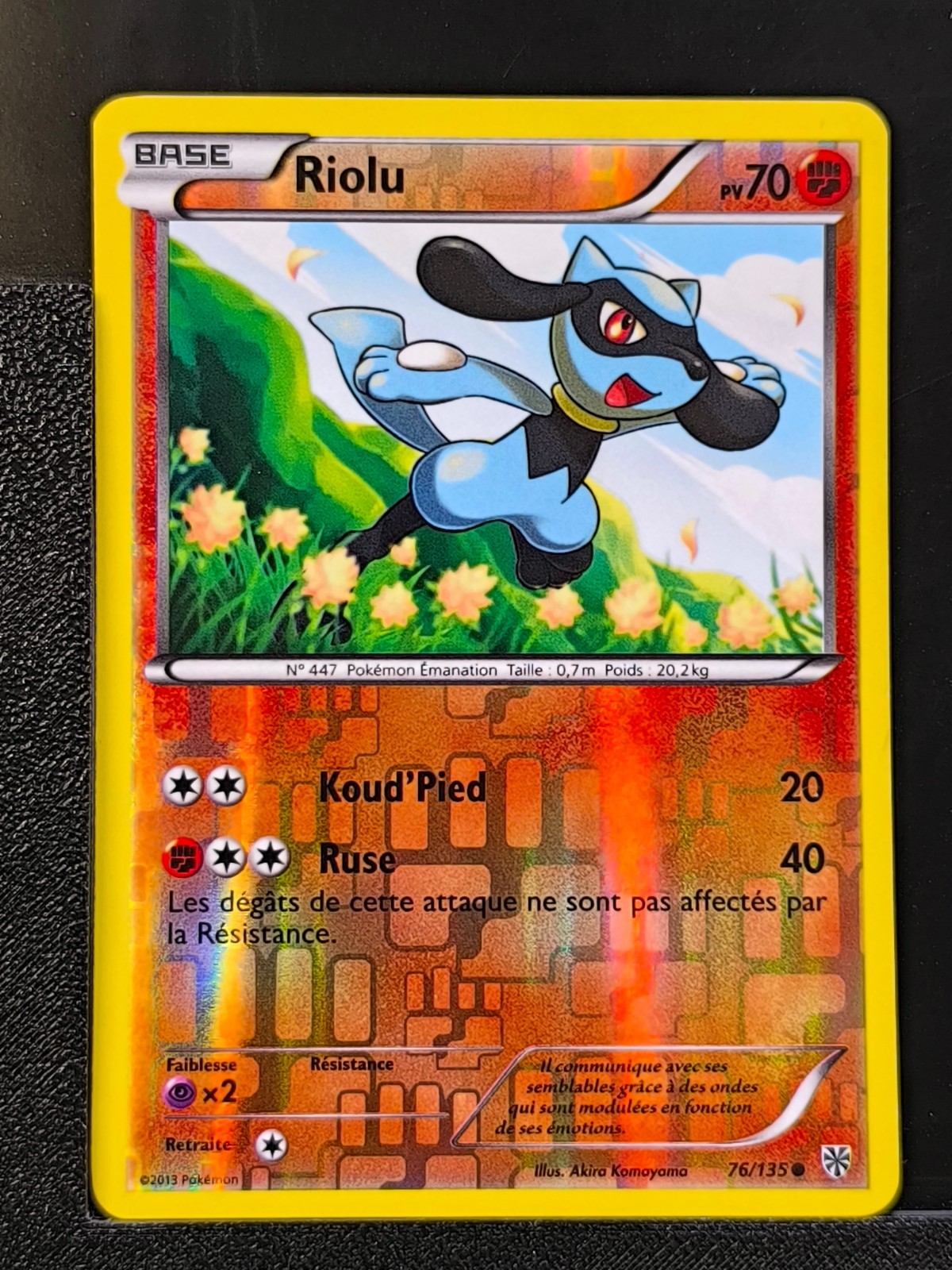 Riolu 76/135 Reverse Black and White Pokemon Card NB 08 Plasma Storm