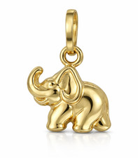 Echt Gold 333 kleiner Elefant Anh&auml;nger beidseitiges Tier Motiv 8 Kt Gelbgold Neu