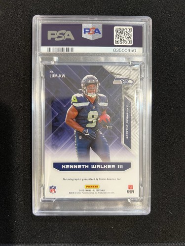 2022 XR Kenneth Walker III Luminous Endorsements Auto Green # /5 PSA 10 RC POP 1 - Picture 2 of 2