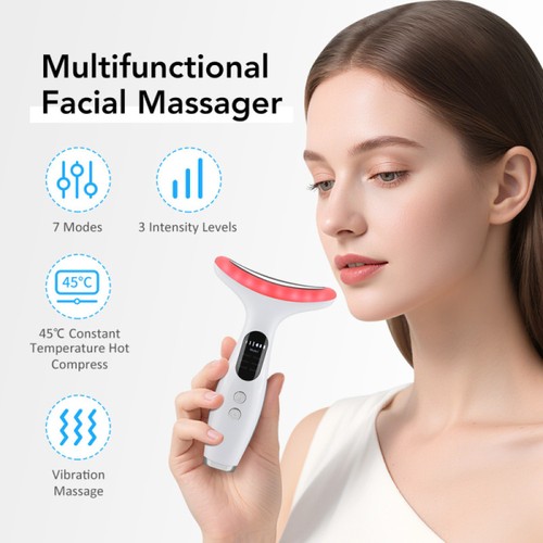 Masajeador de estiramiento facial de cuello de 7 colores dispositivo de estiramiento de piel LED belleza antiarrugas - Imagen 11 de 22