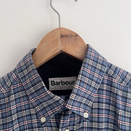 Barbour Bisley Men’s Shirt Medium Regular Fit Blue Check Long Sleeve Cotton - Picture 4 of 17