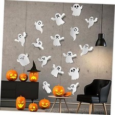 3D Halloween Ghost Stickers - 42 Pcs Reusable Self-Adhesive White Decals for 1