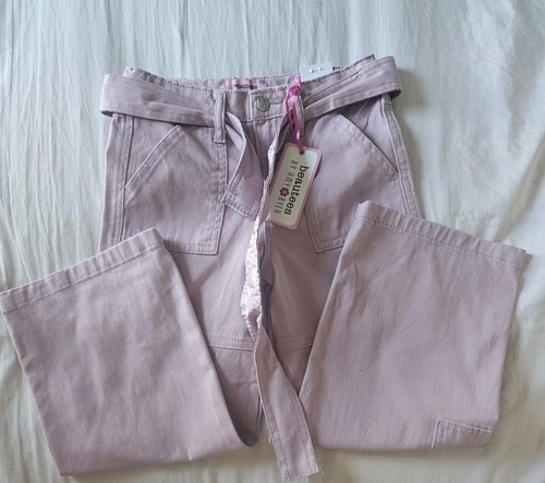 Beautees Girls Cargo Pink Pants with Tie Belt Wide Leg Sz 6 or 6x - Picture 1 of 4