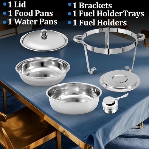 Chafing Dishes 2 Pack Round Chafers and Food Warmers Chafing Dish for Buffet 5QT - Picture 4 of 6