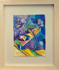 RAPHAEL ABECASSIS "JACOB'S LADDER" WATERCOLOR PAINTING ON PAPER H/S FRAMED COA