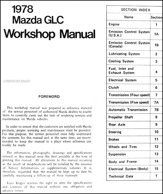 1978 Mazda GLC Workshop Manual Original OEM Dealer Repair Shop Service Book - Image 2 of 2