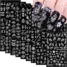 30 Sheets White Flower Nail Stickers 3D Self-Adhesive White Rose Regular Vbn-15