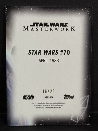 2024 Topps Masterwork Star Wars #MC-19 Star Wars #70 Comic Cover Canvas /25 - Picture 4 of 4