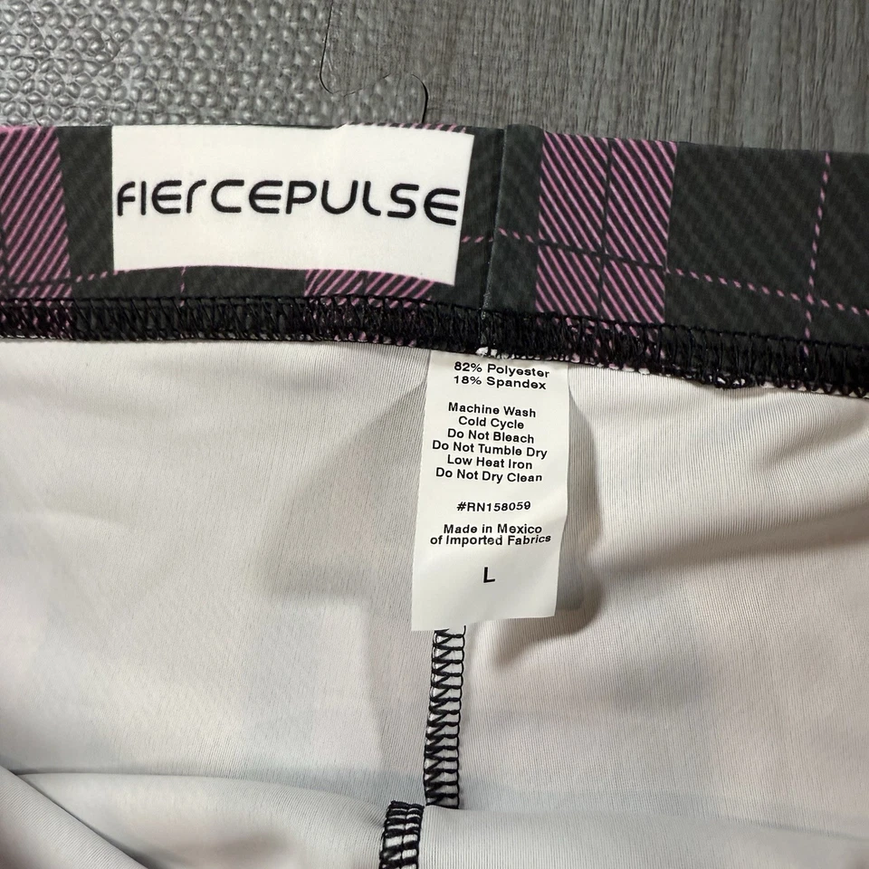 Fiercepulse Pink And Black Plaid Leggings Large - Image 4 of 4