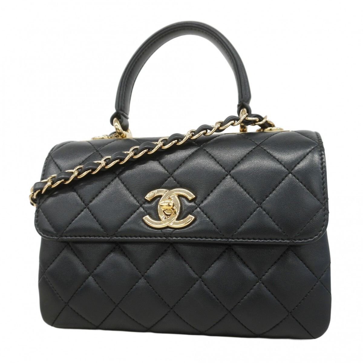 Chanel Matelasse Lambskin Chain Shoulder Bag with Top Handle 197760-image