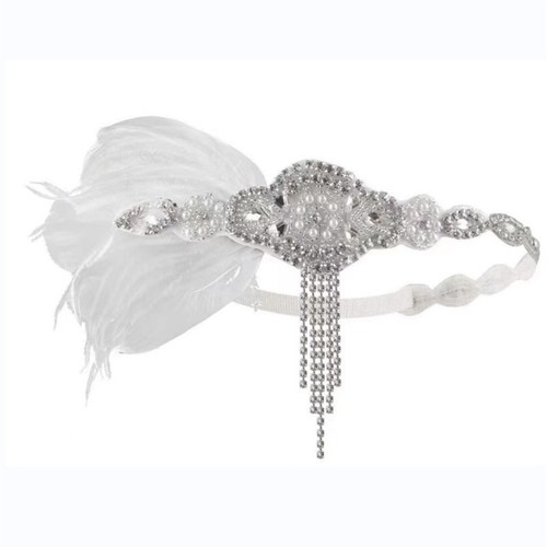 Damen 20er Jahre Kopfschmuck Feder Flapper Stirnband toller Gatsby Kopfschmuck Vintage - Bild 15 von 16