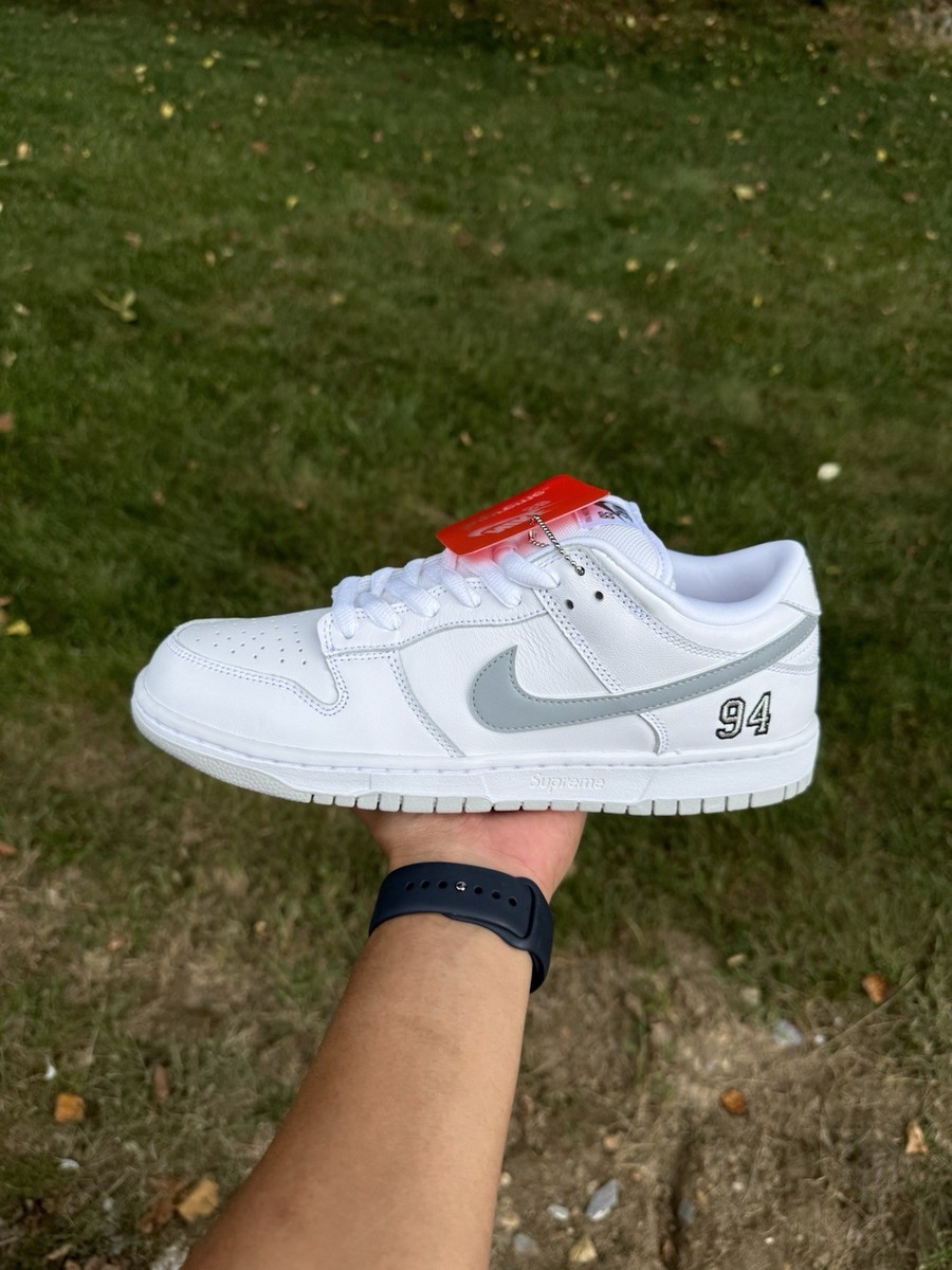 Buy Size 9 - Nike Supreme x Dunk SB Low White Metallic