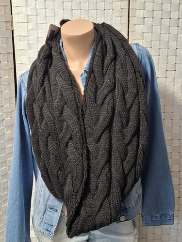 Trendy Loop Schwarz Strick Zopfmuster Schal kuscheliger Strickloop dimo Neu - Picture 3 of 3