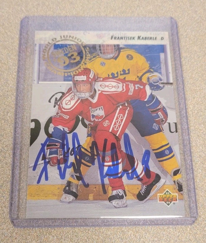 FRANTISEK KABERLE SIGNED 1993-94 UPPER DECK UD HOCKEY ROOKIE CARD #261 AUTO RC