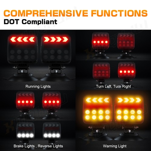 2x LED Magnetic Wireless Trailer TailLight Kit ForTrailer-Truck Automotive🔥 - Picture 7 of 10