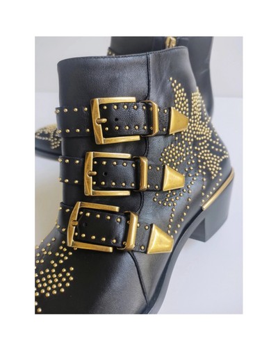 Chloe Suzanna Leder Nieten Stiefeletten Winterstiefel schwarz UK 6 / 39 einmal getragen - Bild 3 von 15