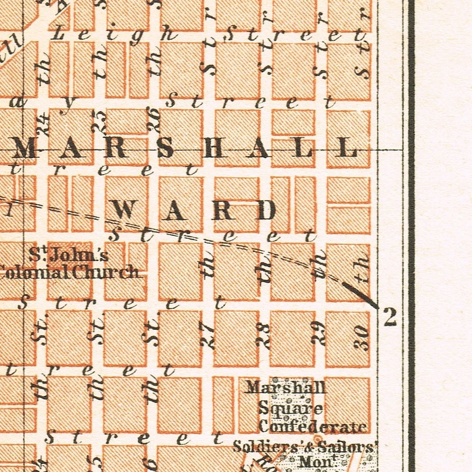 MAPA AUTÉNTICO RICHMOND 1893 Mapa Original VIRGINIA Mapa EE. UU. Foto 4 de 4
