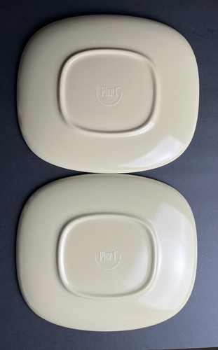 2 Pier 1 Imports Melamine Dinner Plates | Orange Geometric Floral Rounded Rect. - Picture 2 of 10