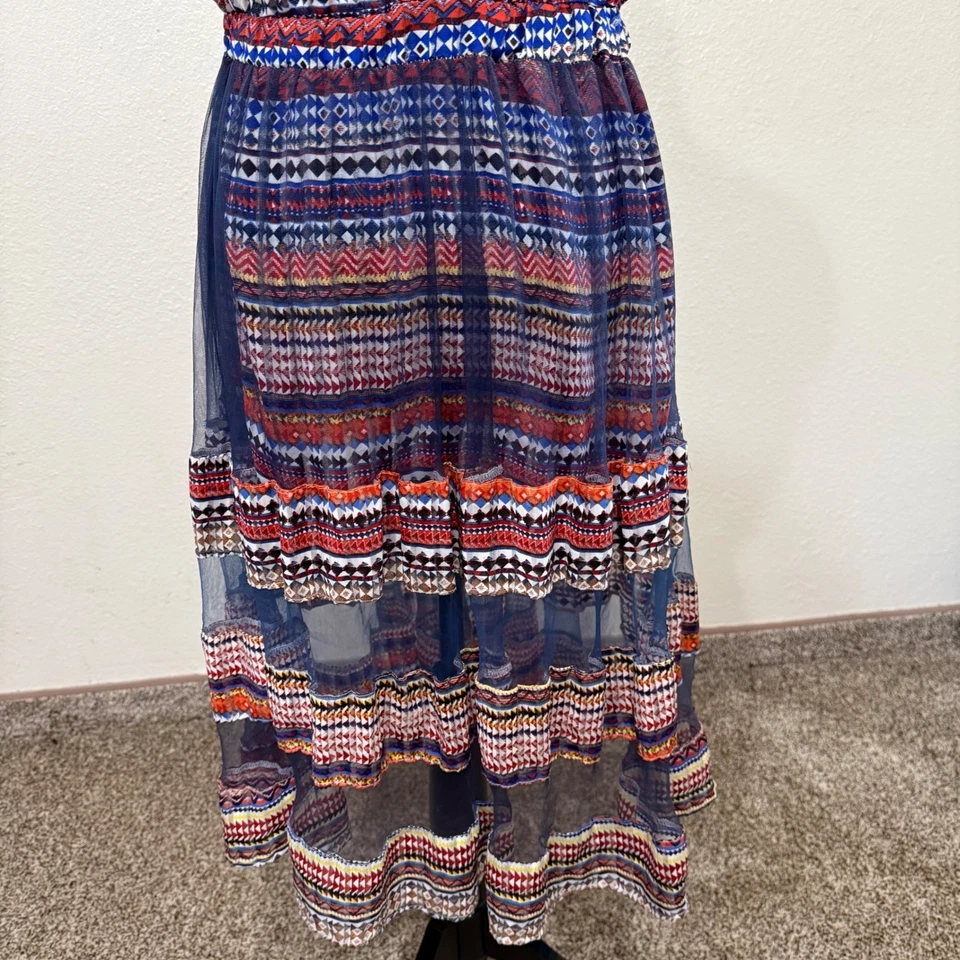 Vestido midi de moda OZZ estampado colorido sin mangas informal vestido de verano M Foto 2 de 4