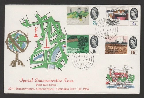 GB 1964 geographical Congress FDC attractive cachet