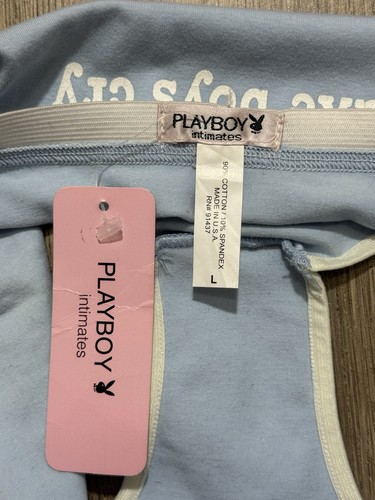 Calzoncillos ropa interior Y2K vintage Playboy I Love To Make Boys Cry Bunny Head talla L - Imagen 11 de 12